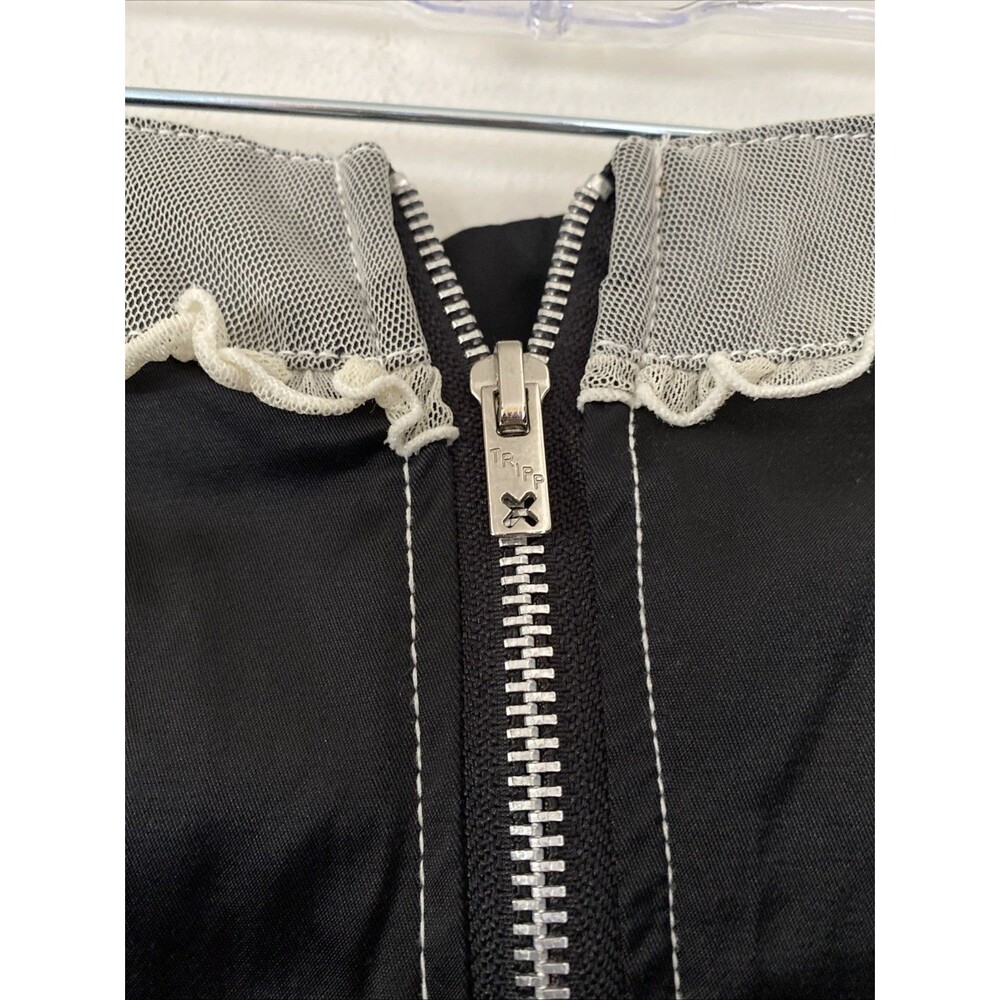 TRIPP NYC Vintage Corset Top Black Lace Up Mesh Goth Victorian Sz L Milkmaid (V1 - Picture 3 of 10